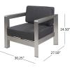 Booth Outdoor Aluminum Club Chairs, Silver and Gray (Set of 2)