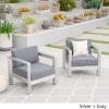 Booth Outdoor Aluminum Club Chairs, Silver and Gray (Set of 2)