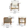 CHRISTOPHER KNIGHT HOME Burchett Outdoor 4pc Chat Set – Acacia Wood and Wicker – Teak/Mixed Brown/Beige(Outdoor Chat Set)