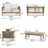 CHRISTOPHER KNIGHT HOME Burchett Outdoor 4pc Chat Set – Acacia Wood and Wicker – Teak/Mixed Brown/Beige(Outdoor Chat Set)