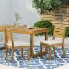 Christopher Knight Home Acacia Wood Outdoor Dining Chair Set of 2 with Cushions, Wooden Armless Patio Dining Chair, Sandblasted Natural Brown, Beige