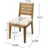 Christopher Knight Home Acacia Wood Outdoor Dining Chair Set of 2 with Cushions, Wooden Armless Patio Dining Chair, Sandblasted Natural Brown, Beige