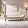 Christopher Knight Home Ahrac Curved Sofa Couch, 83.75” Modern Upholstered Fabric 3 Seater Sofa, Cozy Oversized Loveseat with Wood Frame, Lounge Seating for Living Room Home Rest, Beige