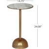 Christopher Knight Home Ale Round Accent Table, Small End Table with Marble Top, Aluminum Living Room Side Table with Half-Dome Base, Modern Bedside Table, Space Saving Furniture, Antique Brass+White