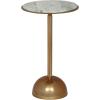 Christopher Knight Home Ale Round Accent Table, Small End Table with Marble Top, Aluminum Living Room Side Table with Half-Dome Base, Modern Bedside Table, Space Saving Furniture, Antique Brass+White