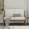 Christopher Knight Home Alice Acacia Wood Outdoor Loveseat, Wooden Patio Loveseat Sofa, Patio Furniture 2-Seater Sofa with Thick Cushions, Comfy Lounge Sofa Outdoor for 2 People, Beige + Natural