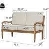 Christopher Knight Home Alice Acacia Wood Outdoor Loveseat, Wooden Patio Loveseat Sofa, Patio Furniture 2-Seater Sofa with Thick Cushions, Comfy Lounge Sofa Outdoor for 2 People, Beige + Natural