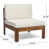 Christopher Knight Home Alice Outdoor 5 Piece Acacia Wood Sofa Set, Teak Finish, Beige