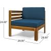 Christopher Knight Home Alice Outdoor 5 Piece Acacia Wood Sofa Set, Teak Finish, Dark Teal