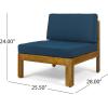 Christopher Knight Home Alice Outdoor 5 Piece Acacia Wood Sofa Set, Teak Finish, Dark Teal