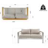 Christopher Knight Home Aluminum Patio Loveseat with Removable Cushion, All-Weather Metal Outdoor Sofa, Patio Furniture Set, Comfy Reading Sofa Couch, Silver+Beige+Natural