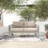 Christopher Knight Home Aluminum Patio Loveseat with Removable Cushion, All-Weather Metal Outdoor Sofa, Patio Furniture Set, Comfy Reading Sofa Couch, Silver+Beige+Natural