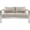 Christopher Knight Home Aluminum Patio Loveseat with Removable Cushion, All-Weather Metal Outdoor Sofa, Patio Furniture Set, Comfy Reading Sofa Couch, Silver+Beige+Natural