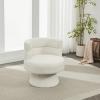 Christopher Knight Home Andree Contemporary 360° Swivel Accent Chair, Boucle Upholstered Swivel Chair, Super Comfort Single Lounge Sofa with Rotation for Living Room/Bedroom/Home Office, Cream White