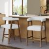 Christopher Knight Home Anita 25” Counter Height Bar Stools Set of 2, Boucle Fabric Bar Stool for Kitchen Island, Wooden Dining Room Armchair, Counter Stool with Footrest, Walnut+White(Walnut+white)