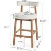 Christopher Knight Home Annes Counter Height Bar Stools Set of 2, Boucle Fabric Round Bar Stool for Kitchen Island, Wooden Dining Room Chair, Counter Stool with Footrest, Natural+Milky White(Natural+milky White)
