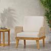 Christopher Knight Home Annisa Outdoor Club Chair with Cushions – Acacia Wood and Rope – Teak/Light Brown/Beige