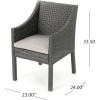 Christopher Knight Home Antibes Outdoor Wicker Dining Chairs with Water Resistant Cushions, 2-Pcs Set, Grey / Silver