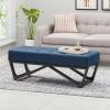 Christopher Knight Home Assis Upholstered Ottoman Bench, Tufted Top Upholstered Ottoman Foot Stool for Bedroom Home Office, Modern Coffee Table for Living Room, Navy Blue