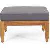 Christopher Knight Home Aston Outdoor 3 Seater Sofa Chat Set with Ottoman – Acacia Wood – Teak/Dark Gray