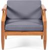 Christopher Knight Home Aston Outdoor 5 Seater Sectional Chat Set with Club Chair – Acacia Wood – Teak/Dark Gray