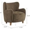 Christopher Knight Home Auden Wingback Accent Chair, Fabric Club Chair, Velvet Upholstered Armchair, Curved Backrest Single Sofa, Soft Cushion Seating, Reading Lounge Chair for Living Room, Brown