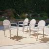 Christopher Knight Home Aurora Outdoor Wicker Armed Stacking Chairs with Aluminum Frame, 4-Pcs Set, Chateau Grey