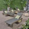 Christopher Knight Home Banzai Outdoor Wicker and Wood Adjustable Chaise Lounge with Pull-Out Tray, Set of 4