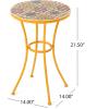 Christopher Knight Home Barnsfield Outdoor Ceramic Tile Side Table with Iron Frame, Yellow(Table)