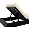 Christopher Knight Home Bayard Acacia Wood Chaise Lounge Chair Outdoor Set of 2, Adjustable Backrest Sun Lounger Recliner,Patio Outdoor Chaise Lounge with 4″ Thick Water-Resistant Cushion,Black+Cream