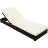 Christopher Knight Home Bayard Acacia Wood Chaise Lounge Chair Outdoor Set of 4, Adjustable Backrest Sun Lounger Recliner,Patio Outdoor Chaise Lounge with 4″ Thick Water-Resistant Cushion,Black+Cream