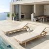 Christopher Knight Home Brolen Acacia Wood Chaise Lounge Chair Outdoor Set of 2, Patio Outdoor Chaise Lounge with Cushions, Adjustable Backrest Lounge Sofa, Wooden Sunbathing Pool Lounger, Teak+Beige