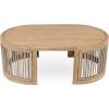 Christopher Knight Home Buekaz Outdoor Acacia Wood Coffee Table with Woven Rope Accents, Outdoor Patio Slatted Oval Centerpiece, Boho Chic Garden Sofa Side Accent Table for Modern Decor, Light Teak