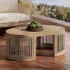 Christopher Knight Home Buekaz Outdoor Acacia Wood Coffee Table with Woven Rope Accents, Outdoor Patio Slatted Oval Centerpiece, Boho Chic Garden Sofa Side Accent Table for Modern Decor, Light Teak