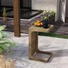 Christopher Knight Home C-Shaped End Table, Acacia Wood Patio Side Table,Patio Garden Stool Coffee End Table,Decorative Table for Patio or Balcony,Brown(Brown Finish)