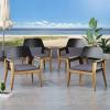 Christopher Knight Home Caitlin Outdoor Acacia Wood Club Chairs with Cushion (Set of 4), Teak