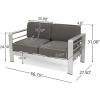 Christopher Knight Home Cape Coral Outdoor Chat Set with Fire Table, 5-Pcs Set, Khaki / Dark Grey
