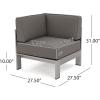 Christopher Knight Home Cape Coral Outdoor V-Shaped Sofa set with Fire Table, Khaki / Dark Grey