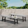 Christopher Knight Home Carlisle Outdoor Benches – Acacia Wood – Sandblasted Light Gray/Black (Set of 2)