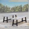 Christopher Knight Home Carlisle Outdoor Benches – Acacia Wood – Sandblasted Light Gray/Black (Set of 2)