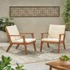 Christopher Knight Home Carlos Outdoor Acacia Wood Club Chairs with Cushions (Set of 2), Brown Patina Finish, Cream(Chairs)