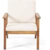 Christopher Knight Home Carlos Outdoor Acacia Wood Club Chairs with Cushions (Set of 2), Brown Patina Finish, Cream(Chairs)