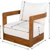 Christopher Knight Home Chloe Acacia Wood Lounge Chair Outdoor Set of 2, Curved Tub Design Accent Chairs with Weather Resistant Cushion, Comfy Low Profile Reading Seating for Backyard, Teak+ Beige