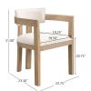 Christopher Knight Home Chowy 7 Piece Dining Set with Chairs, Wooden Dining Table Set for 6, Spacious Kitchen Table with Pillar Leg, Comfy Upholstered Curved Back Armchairs, Beige + Light Natural