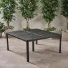 Christopher Knight Home Coadn Outdoor Aluminum Dining Table, 61″ Square Patio Table with Woven Metal Tabletop, Antique Matte Black Cast Aluminum Garden Table for Poolside & Patio Dining
