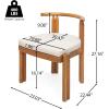 Christopher Knight Home Coves Acacia Wood Outdoor Dining Chair Set of 2 with Cushion, Wood Kitchen Side Chair, Multifunctional Patio Armless Chair, Patio Furniture Set for Outdoor Dining, Teak+ Beige
