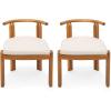 Christopher Knight Home Coves Acacia Wood Outdoor Dining Chair Set of 2 with Cushion, Wood Kitchen Side Chair, Multifunctional Patio Armless Chair, Patio Furniture Set for Outdoor Dining, Teak+ Beige