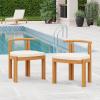 Christopher Knight Home Coves Acacia Wood Outdoor Dining Chair Set of 2 with Cushion, Wood Kitchen Side Chair, Multifunctional Patio Armless Chair, Patio Furniture Set for Outdoor Dining, Teak+ Beige