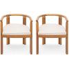 Christopher Knight Home Coves Acacia Wood Outdoor Dining Chair Set of 2 with Cushion, Wood Kitchen Side Chair, Multifunctional Patio Chair, Patio Furniture Set for Outdoor Dining, Teak+ Beige