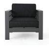 Christopher Knight Home Crested Bay Aluminum Outdoor Chat Set with Water Resistant Cushions, 3-Pcs Set, Grey / Dark Grey